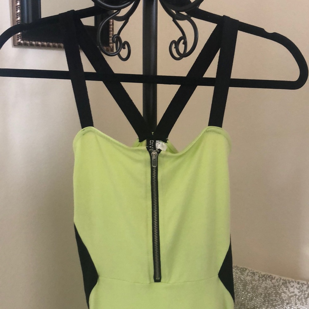 H&M Divided - Neon Lime Green/Black Pencil Dress🖤